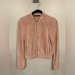 Zara pink plisse bomber jacket medium